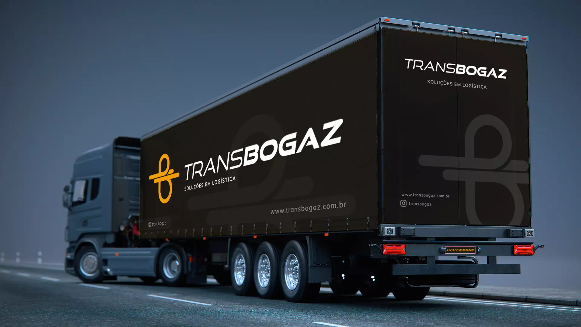 Ilustração de uma carreta da frota da Transbogaz.